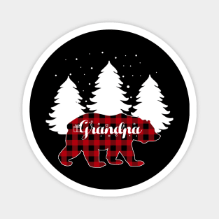 Buffalo Red Plaid Grandpa Bear Matching Family Christmas Magnet